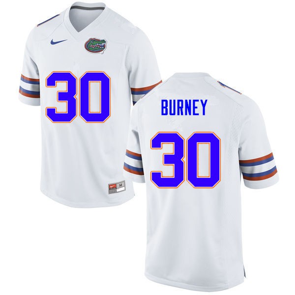 Men #30 Amari Burney Florida Gators College Football Jerseys White